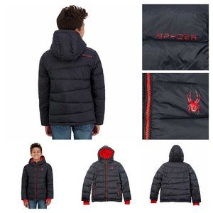 NWT Boys Youth Puffer Jacket, Black/Red , Spyder